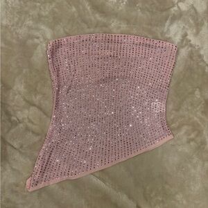 Bear Dance Pink and Gray Mesh Top